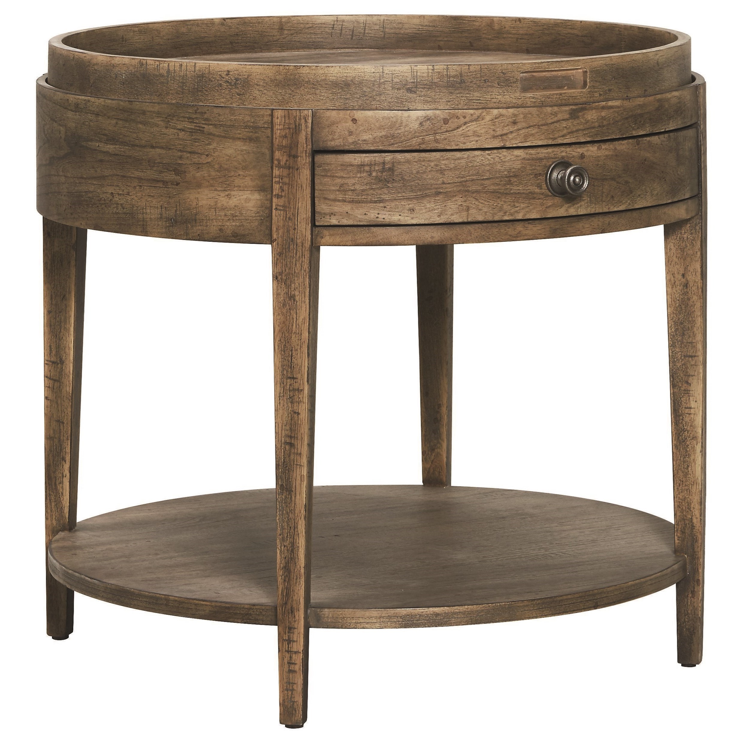 Bassett Woodridge 65970665 Transitional Round End Table with Removable